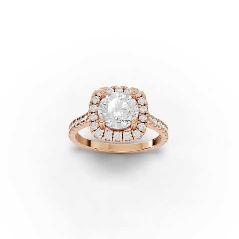 1.99 CT Round Halo Lab Grown Diamond Accent Set Ring, view 8
