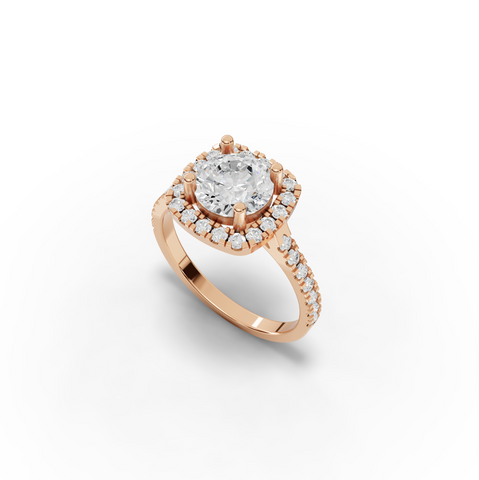 1.99 CT Round Halo Lab Grown Diamond Accent Set Ring, view 9