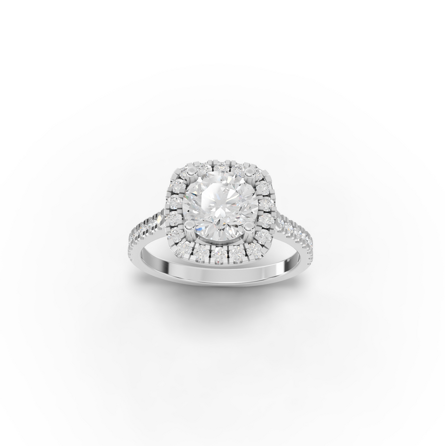 1.99 CT Round Halo Lab Grown Diamond Accent Set Ring