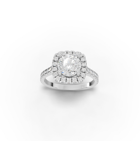 1.99 CT Round Halo Lab Grown Diamond Accent Set Ring