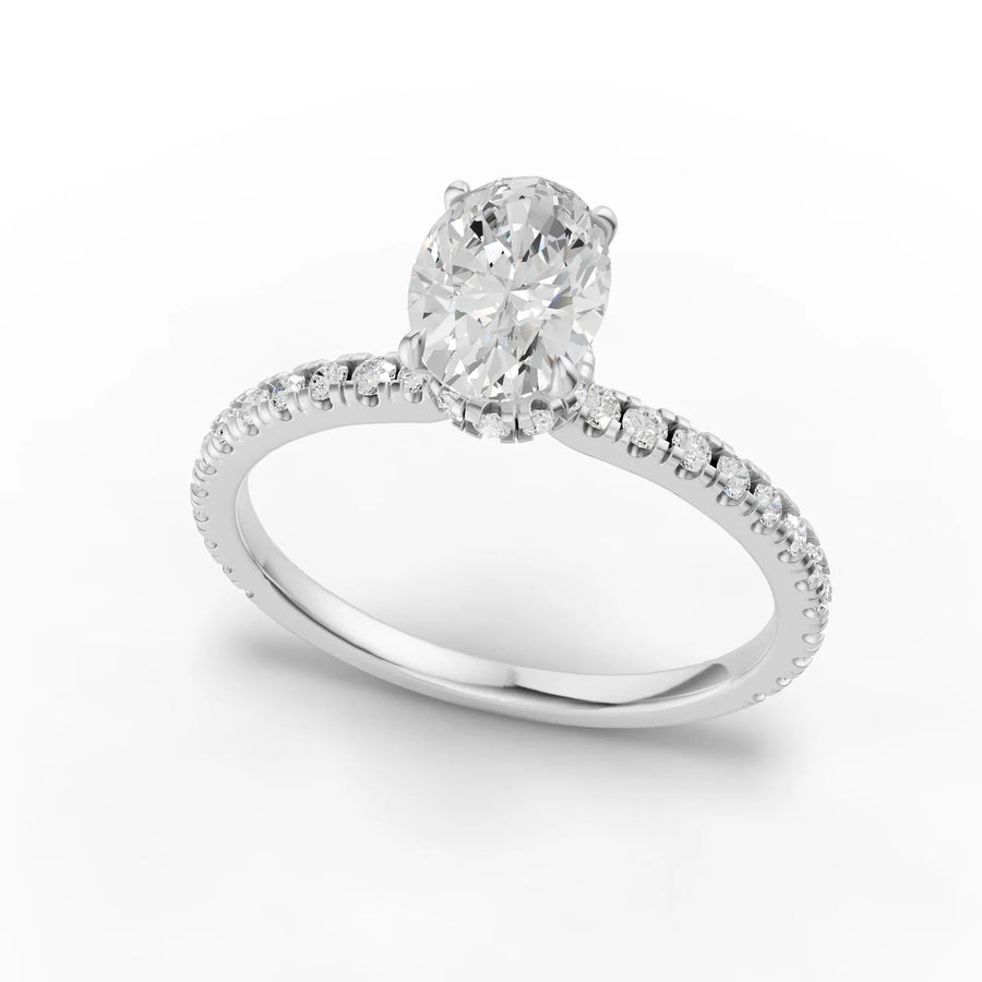 Oval accent band ring white gold angle