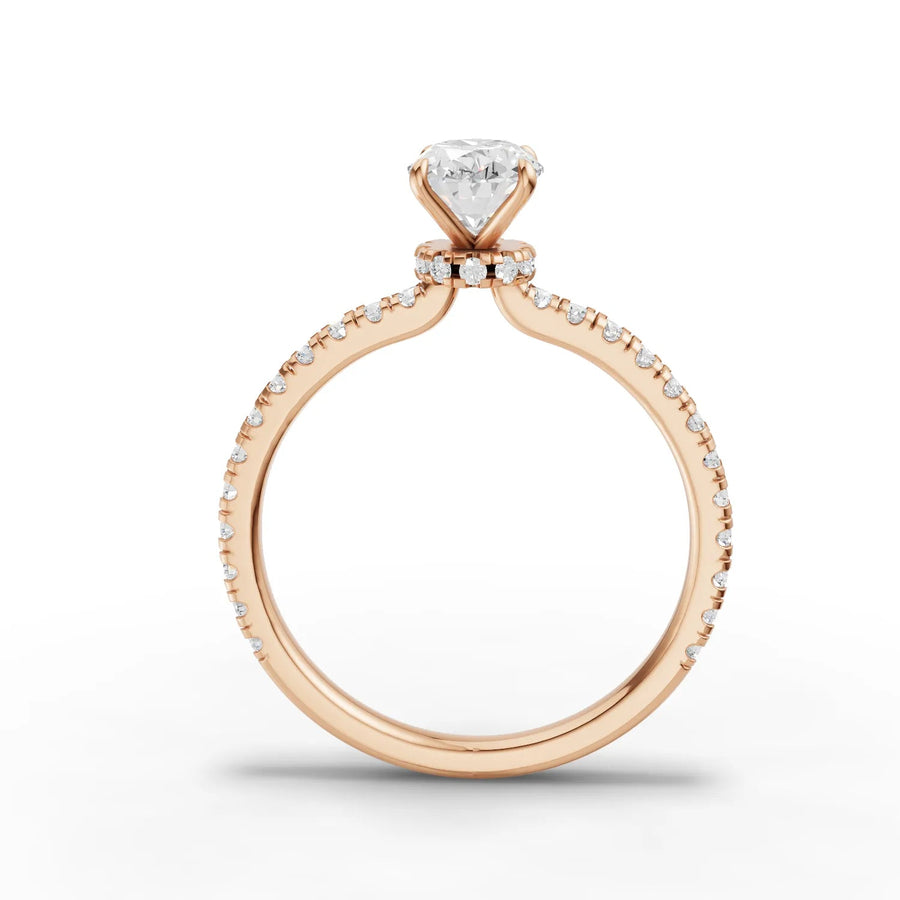 Oval lab-grown ring rose gold close-up
