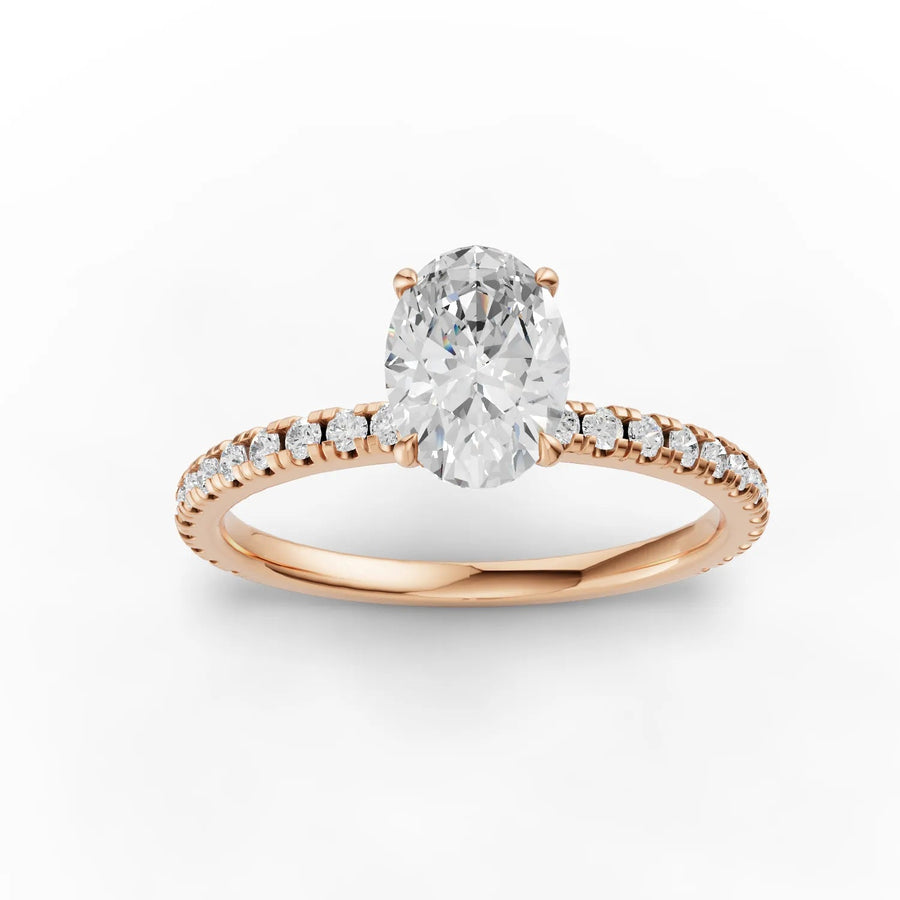 1.04 CT oval lab-grown diamond ring rose gold top view