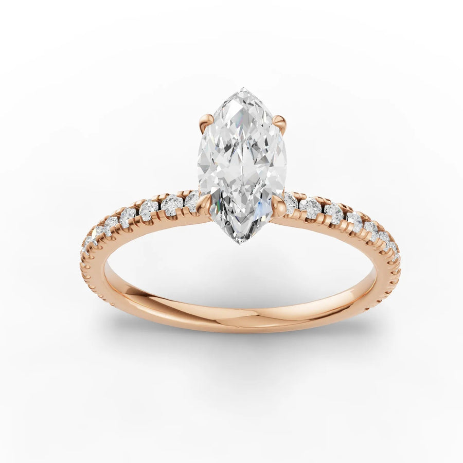 Rose gold marquise pavé diamond ring