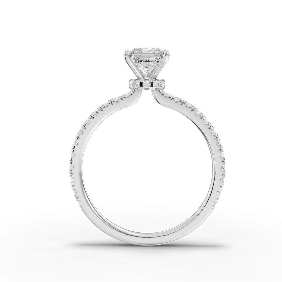 Princess lab-grown ring white gold close-up