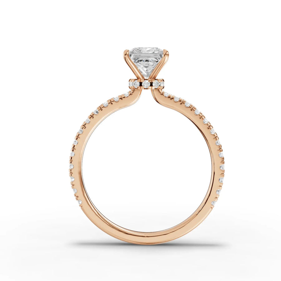 Princess lab-grown ring rose gold close-up