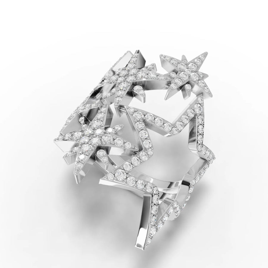 1.06 CT star motif ring white gold angled profile