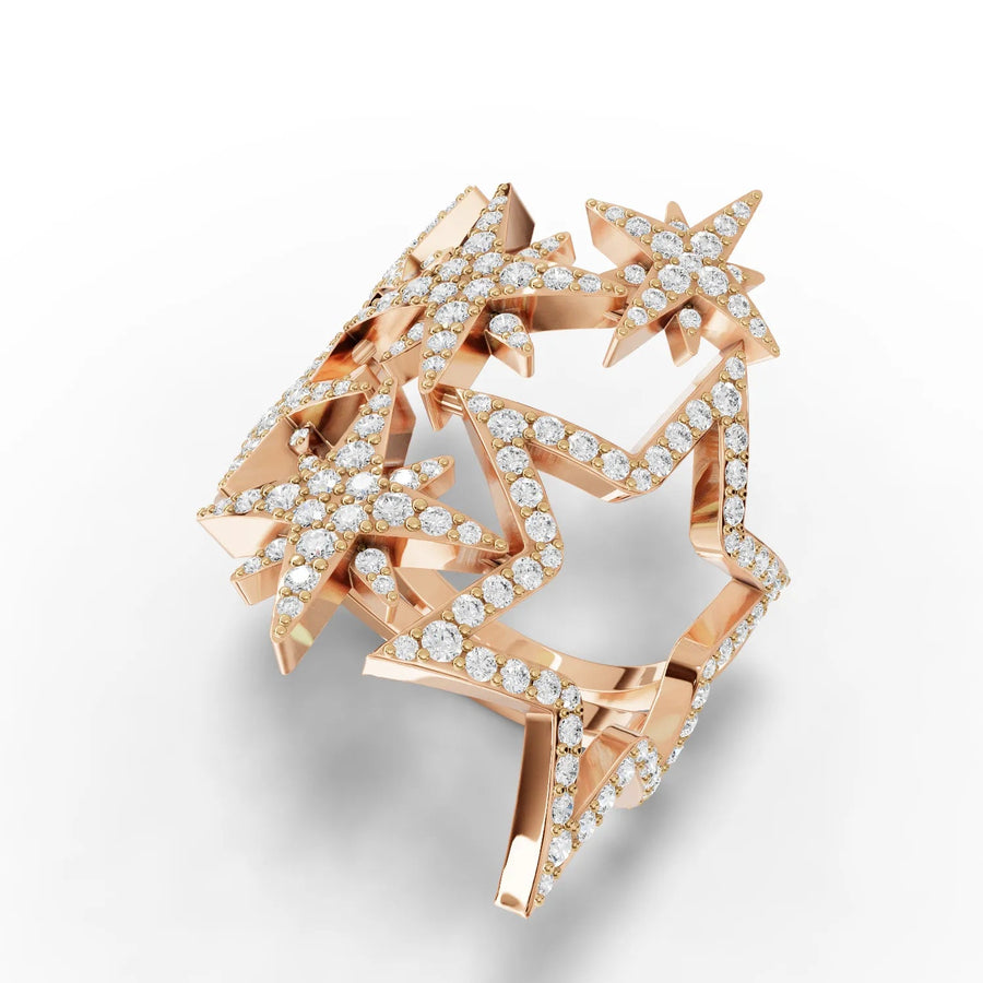 1.06 CT star motif ring rose gold angled profile