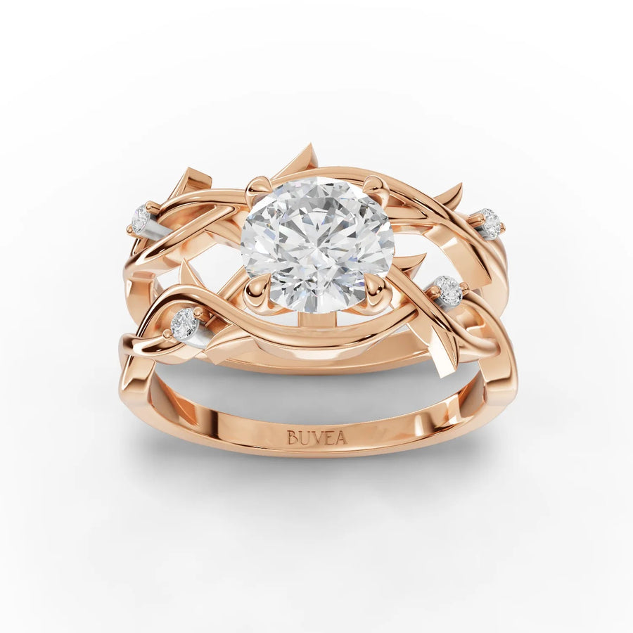 Intertwined lab-grown diamond ring rose gold top view