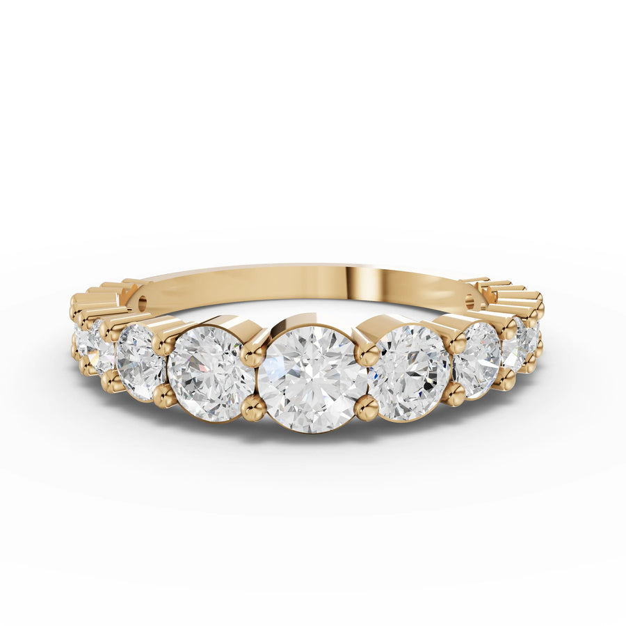 1.33 CT round lab-grown eternity band yellow gold top