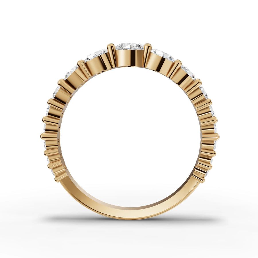 Lab-grown eternity band yellow gold close-up