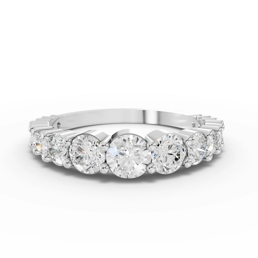 1.33 Ct round lab diamond eternity ring with full-circle basket setting and evenly spaced round diamonds