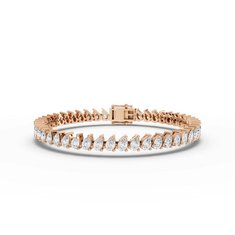 11.75 CT pear lab-grown diamond tennis bracelet rose gold top