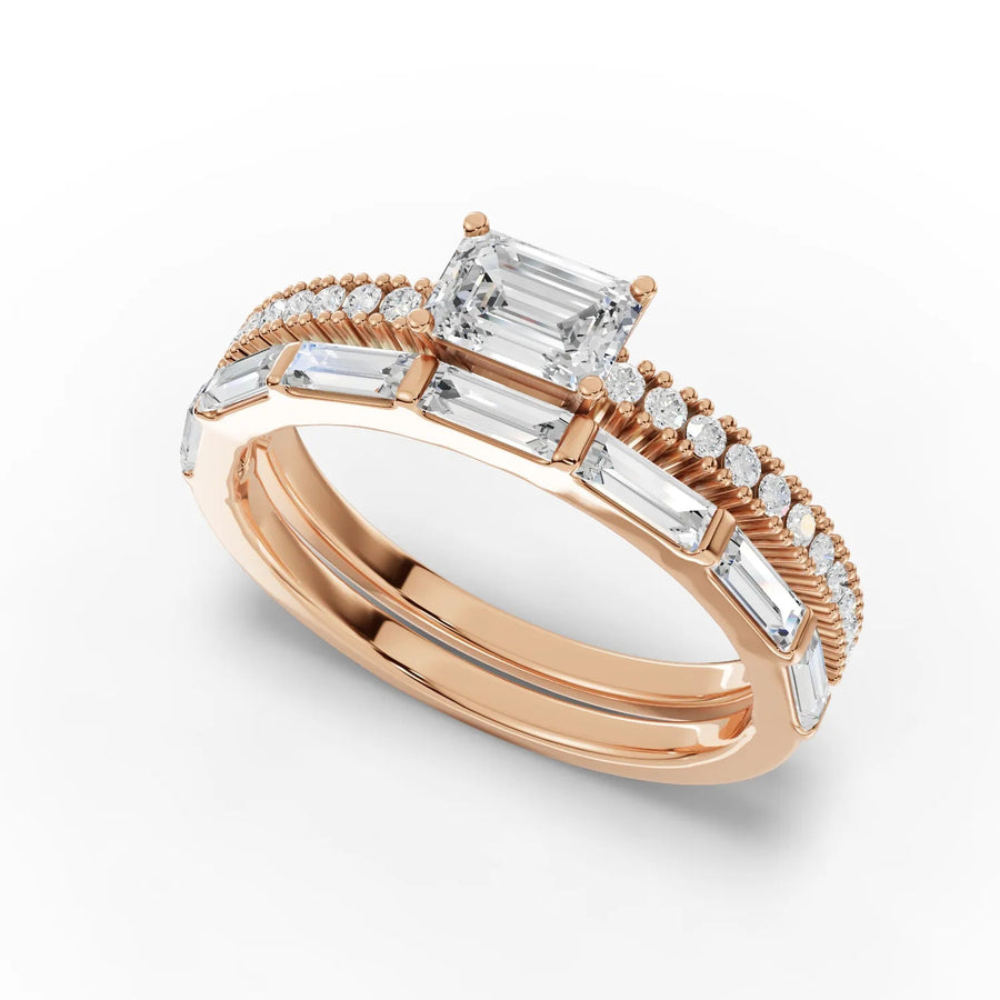 Emerald bridal set rose gold angle