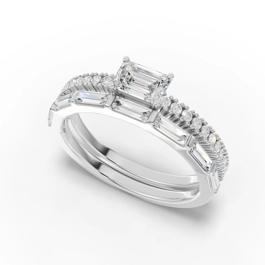 Emerald bridal set white gold angle
