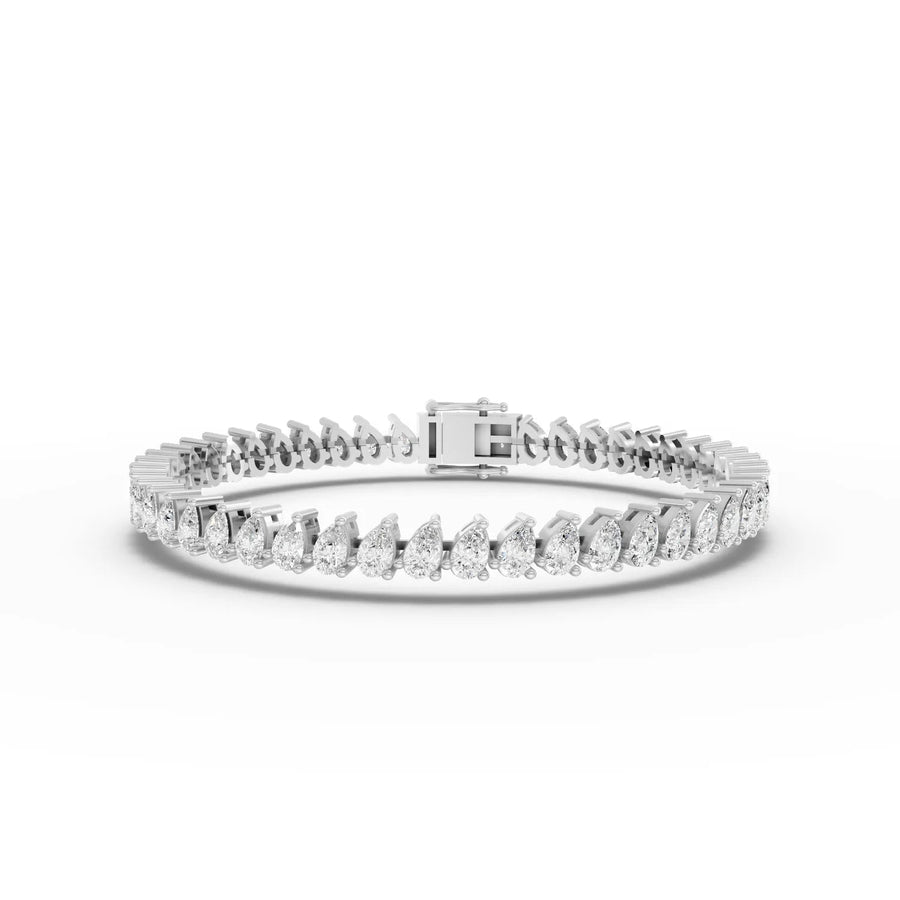 11.75 ct pear-shaped lab grown diamond tennis bracelet with uniform diamond layout, flexible links, and secure clasp