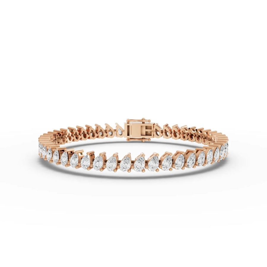 11.75 CT pear lab-grown diamond tennis bracelet rose gold top