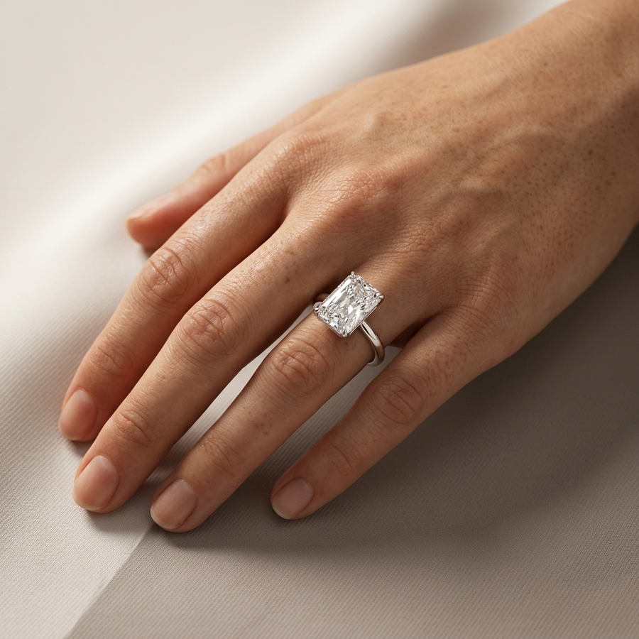 2.11 Ct Radiant Hidden Halo Ring 2.00 Ct Center