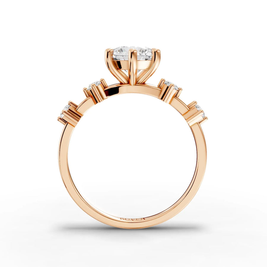 Round center lab-grown ring rose gold close-up view