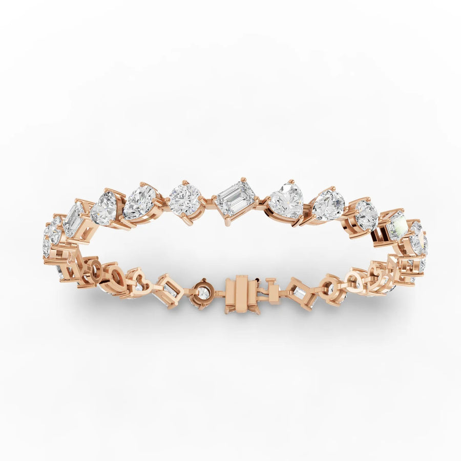 11.16 CT lab-grown diamond multi shape bracelet rose gold front view