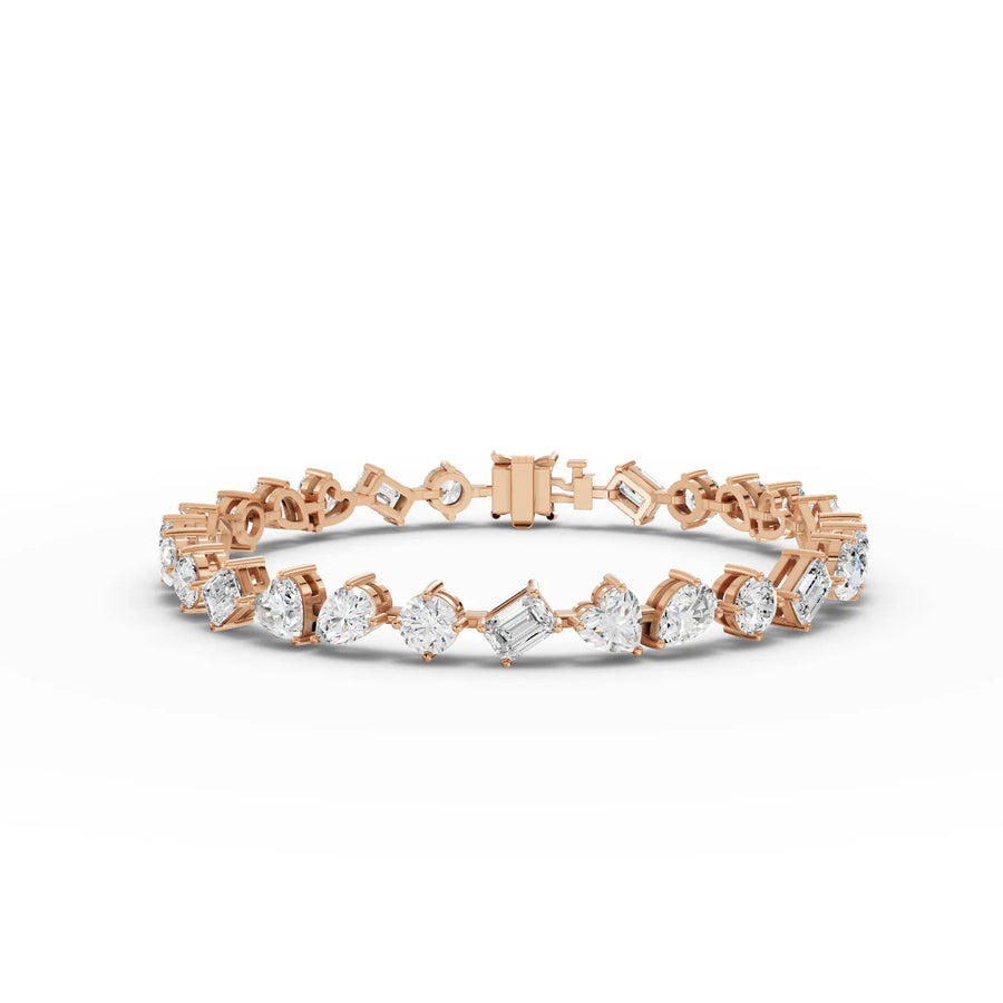 Lab-grown diamond multi shape bracelet rose gold close-up