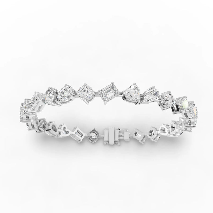 Lab-grown diamond multi shape bracelet white gold close-up