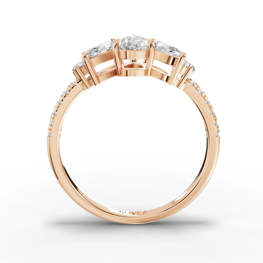 Pear marquise diamond ring rose gold close-up