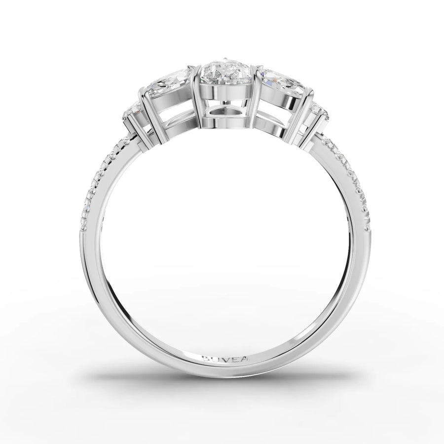 Pear marquise diamond ring sterling silver close-up