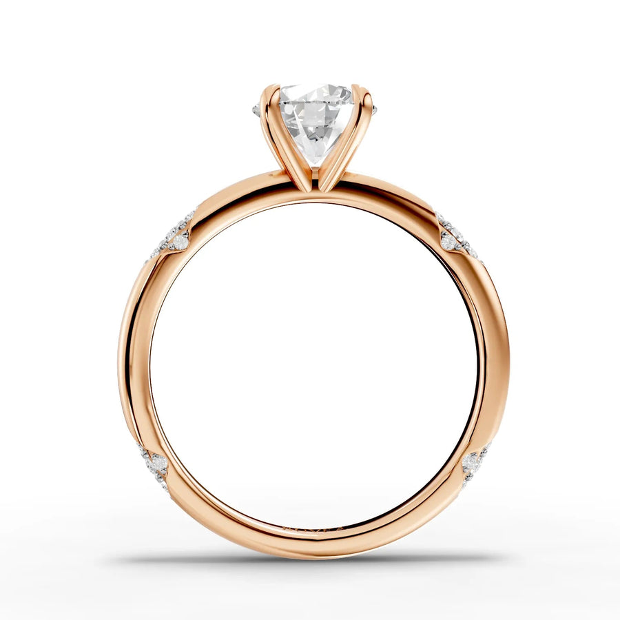 Round center diamond ring rose gold front view