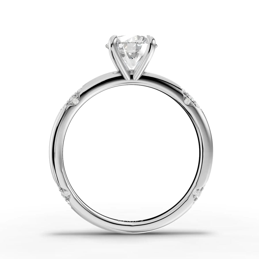 1.11 CT trio-accent ring white gold front view