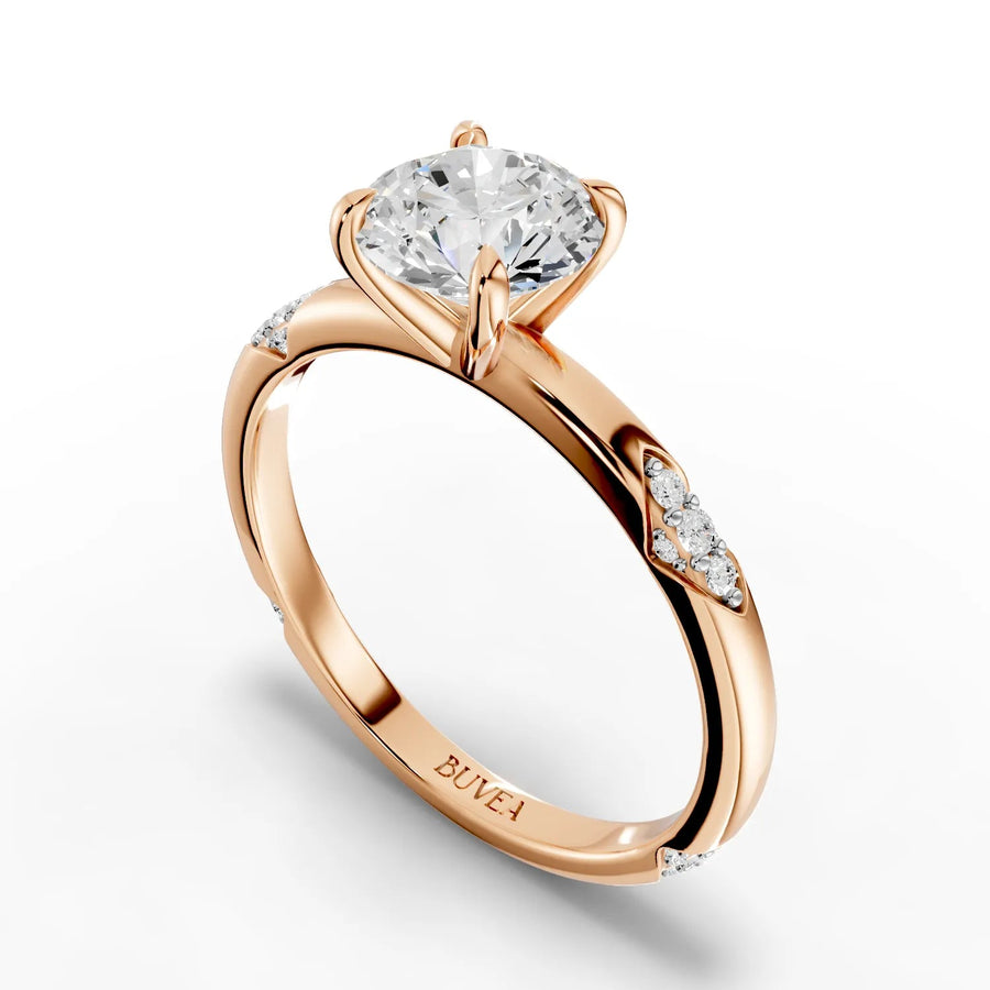 1.11 CT trio-accent ring rose gold angle view