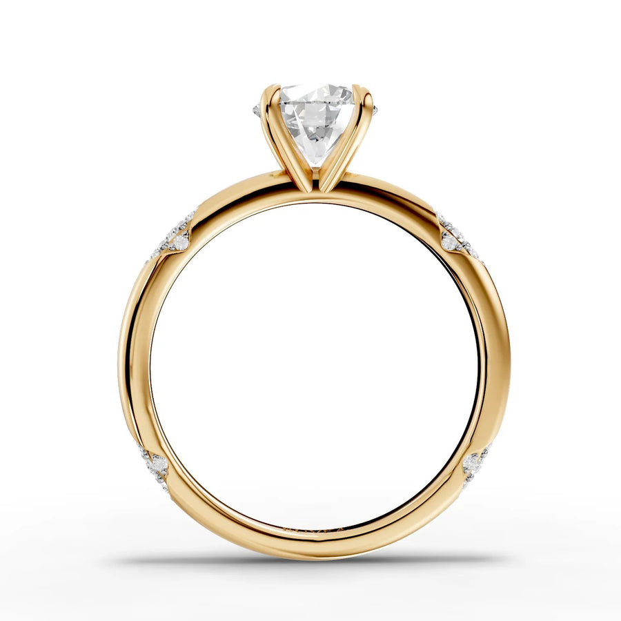 1.11 CT trio-accent ring yellow gold front view