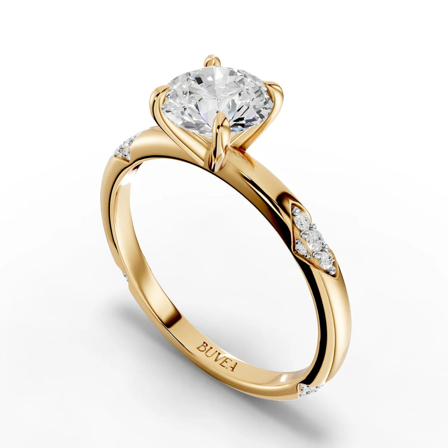 1.11 CT trio-accent ring yellow gold angle view
