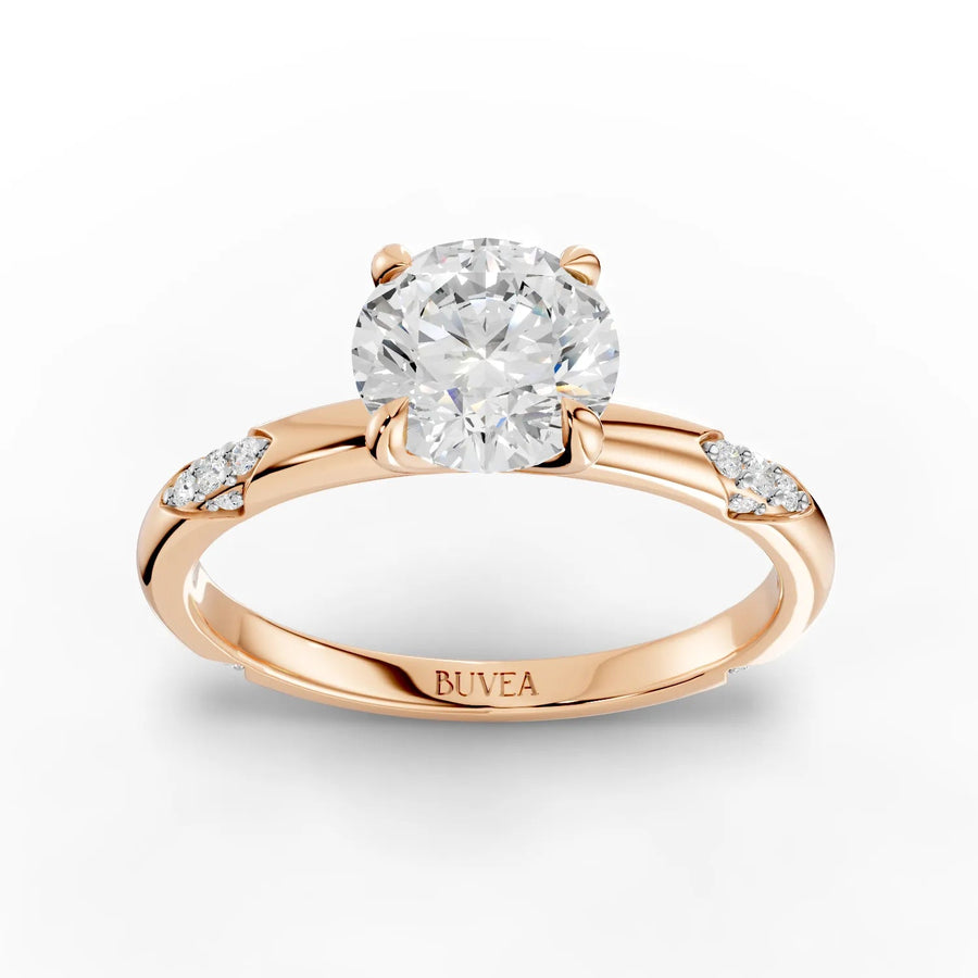 Four-prong accented lab-grown diamond ring rose gold top view
