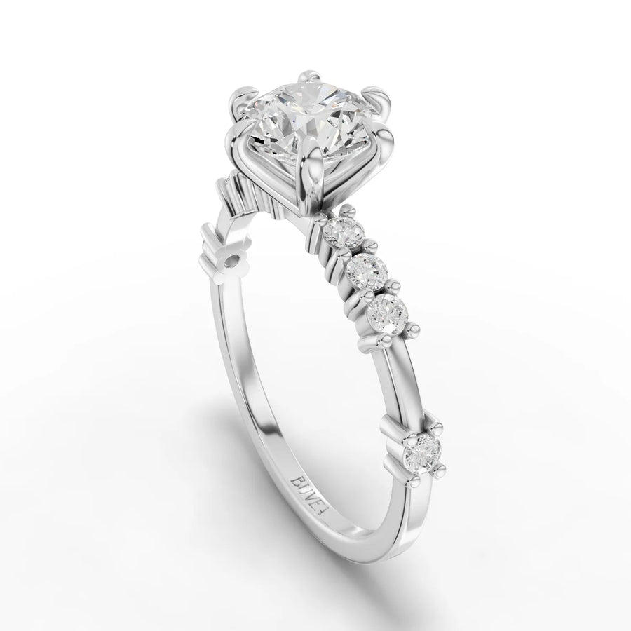 1.24ct accented lab-grown diamond ring white gold top view