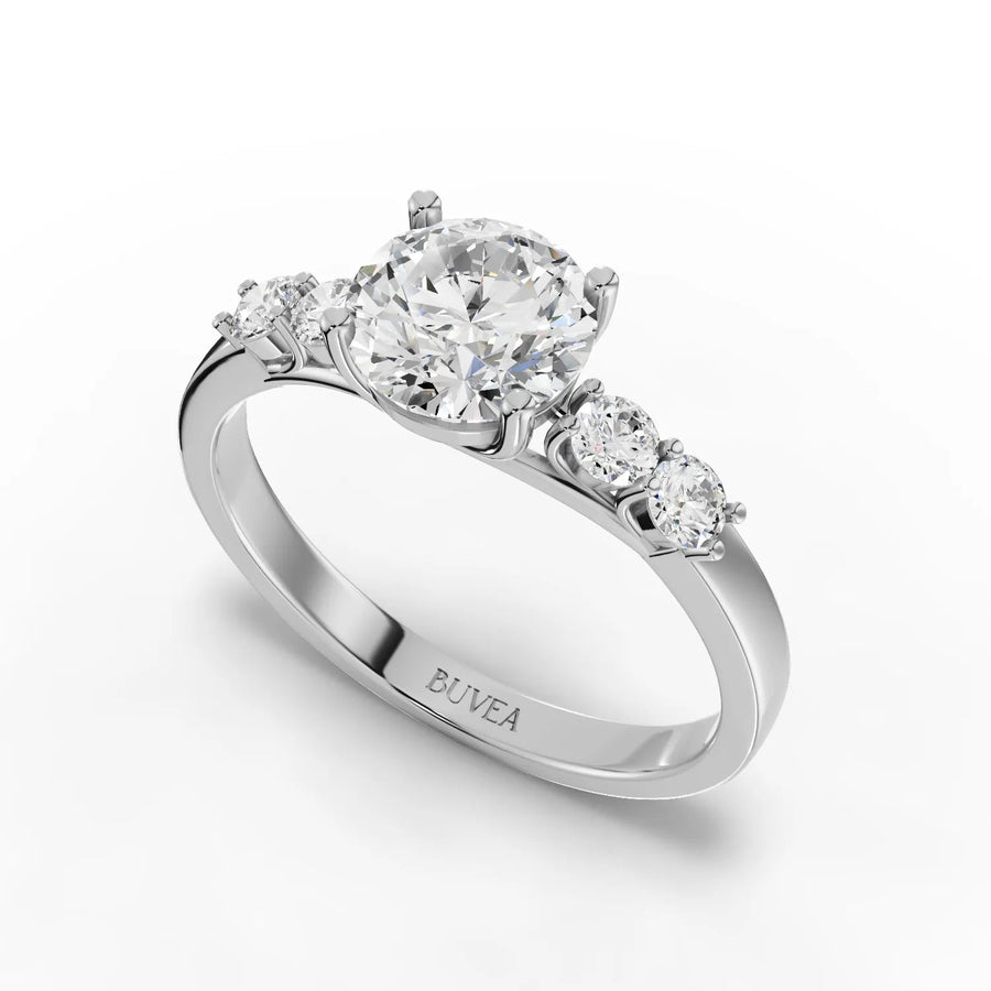 1.24 CT three-stone ring white gold angle