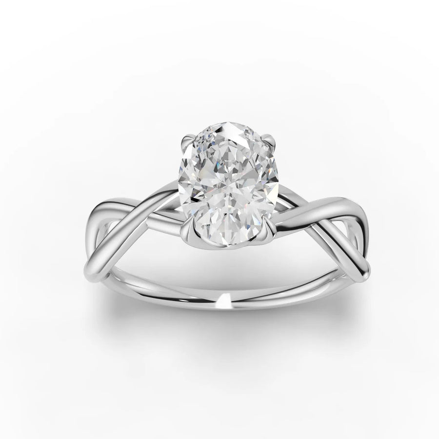 1.00 CT oval lab diamond solitaire ring in 18k gold with a prong-set center stone and slim polished band
