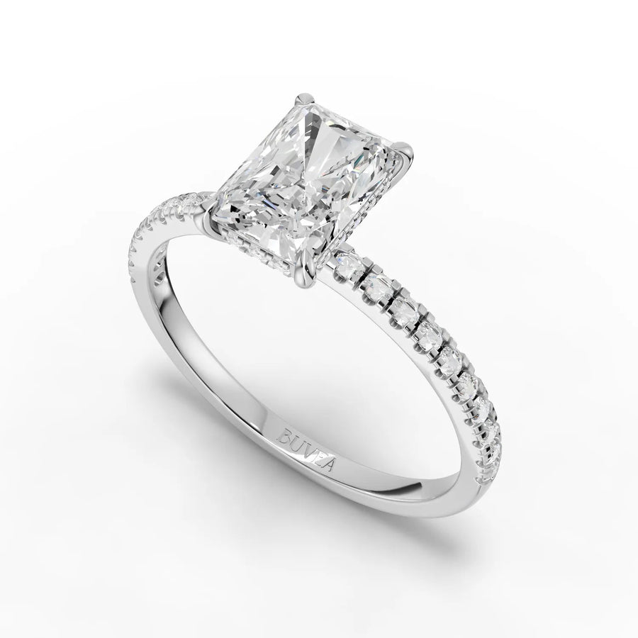 1.26 CT radiant ring white gold angled profile