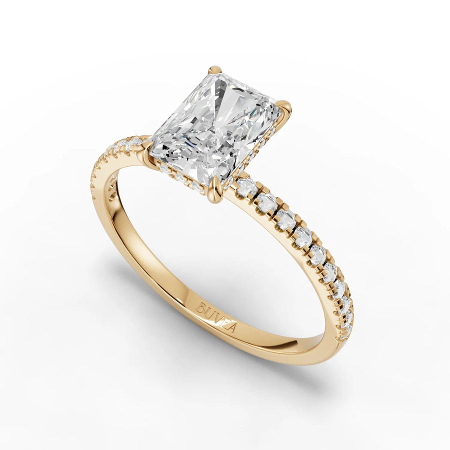 1.26 CT radiant ring yellow gold angled profile