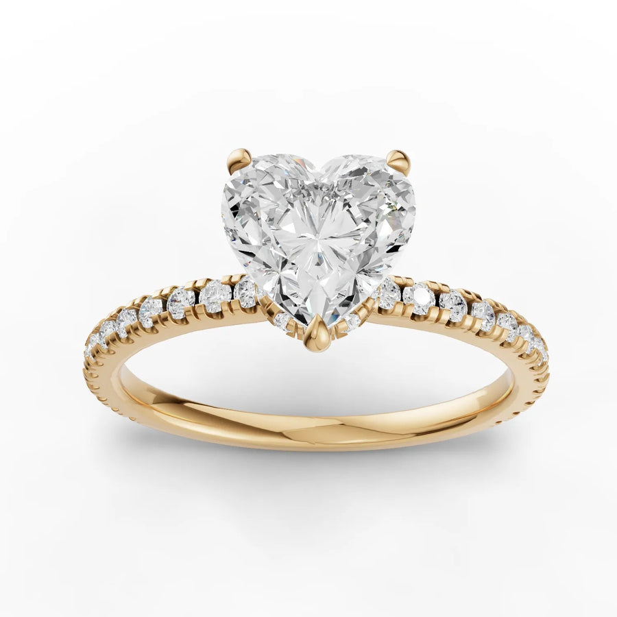 Yellow gold heart pavé engagement ring