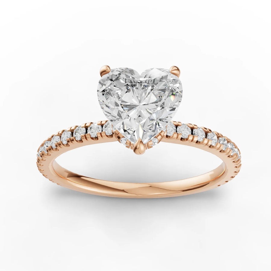 Rose gold heart pavé engagement ring