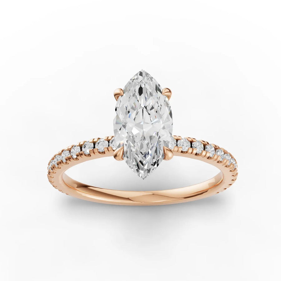 Rose gold marquise pavé diamond ring