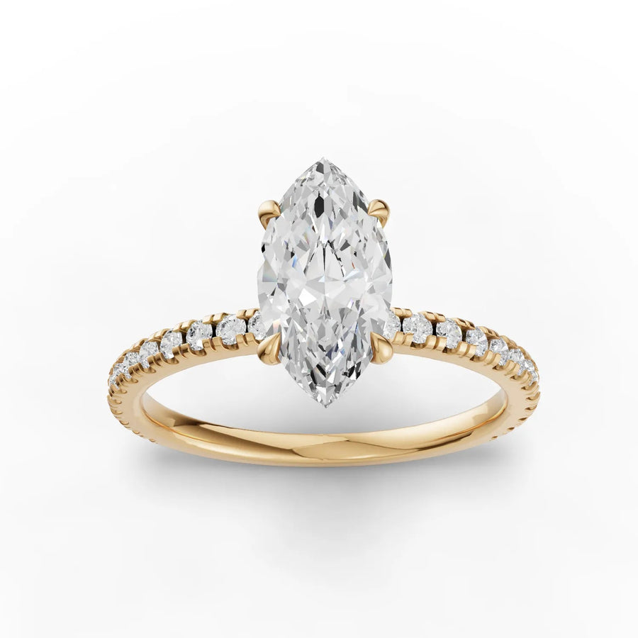 Yellow gold marquise pavé ring