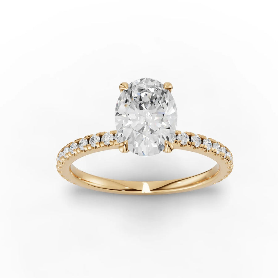 1.29 CT oval lab-grown diamond ring yellow gold top view