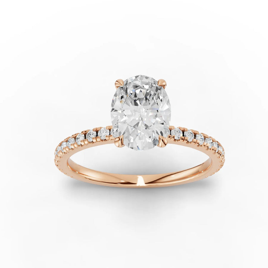 1.29 CT oval lab-grown diamond ring rose gold top view