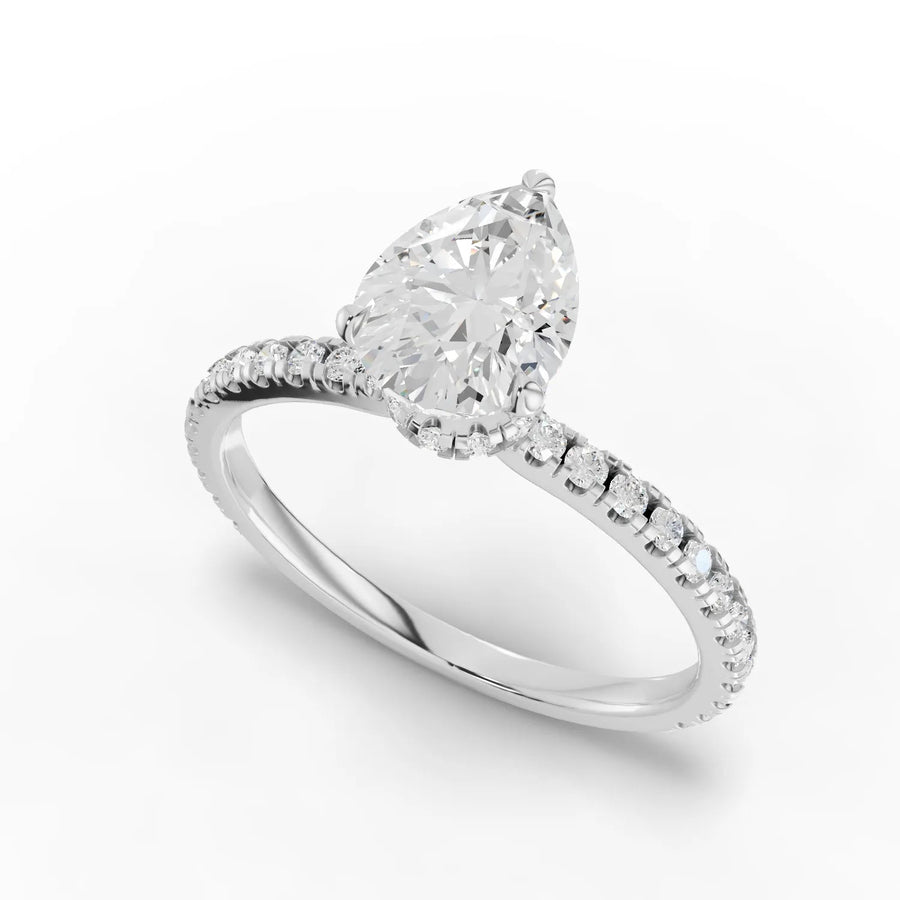Pear diamond band ring white gold angle