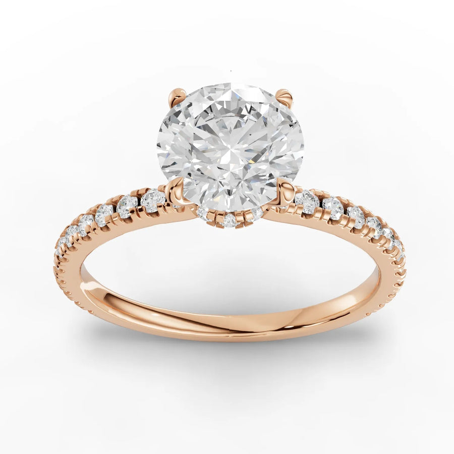 1.29 CT round lab-grown diamond ring rose gold top view