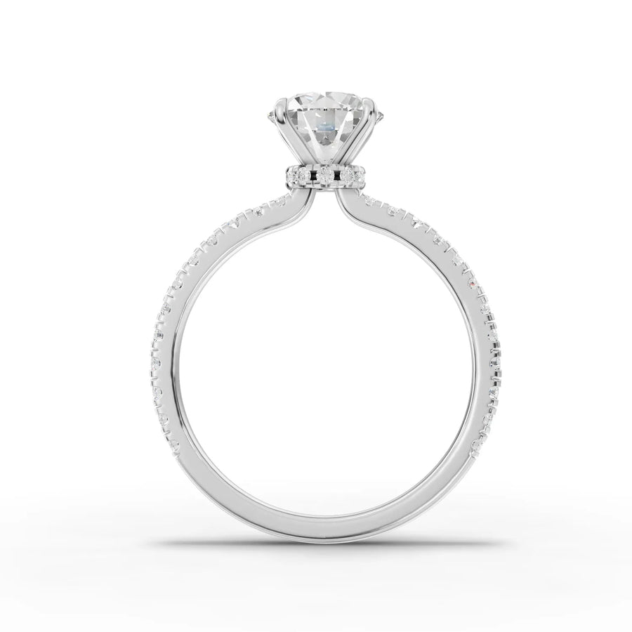 Round lab-grown ring white gold close-up