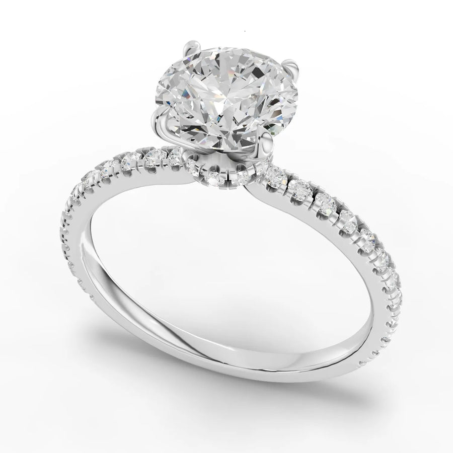 Round diamond band ring white gold angle