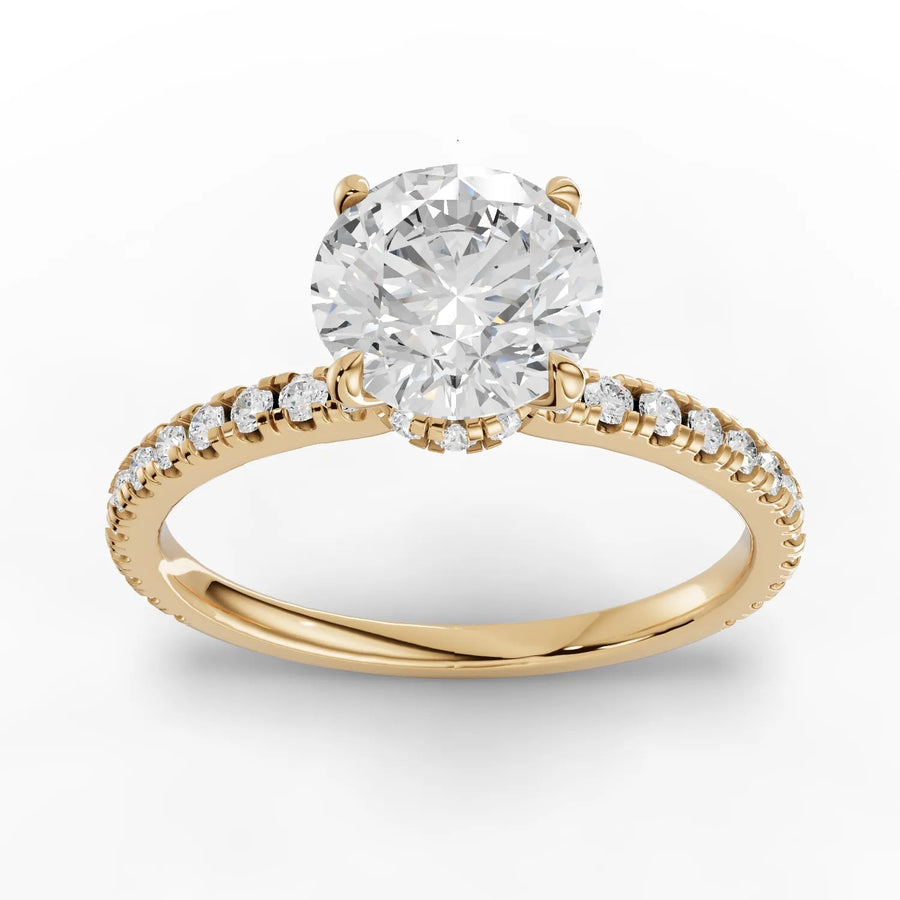 1.29 CT round lab-grown diamond ring yellow gold top view